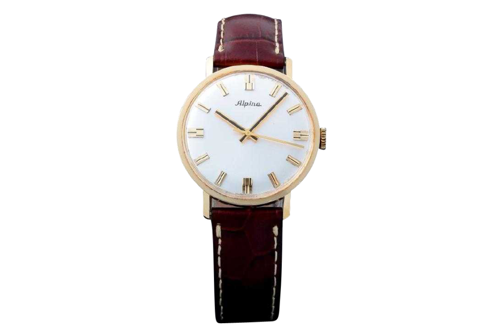Vintage Gents 18k Yellow Gold Alpina Wristwatch.